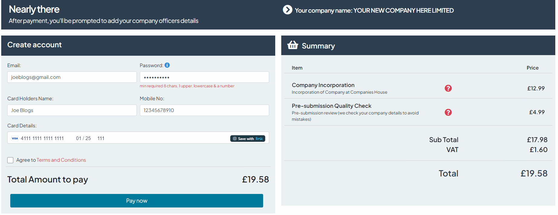 Easy Digital Tax and accounting information -  Form a new company