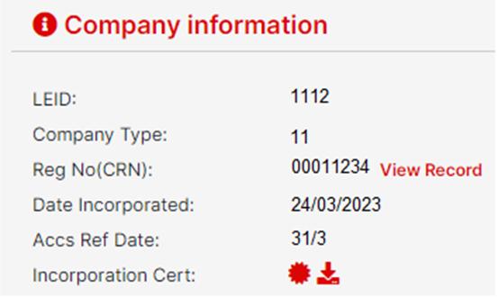 Incorporated Company information portal